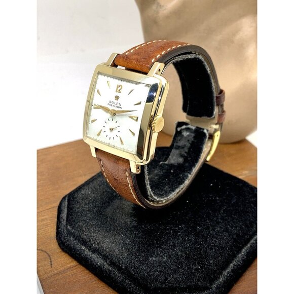 Rolex Precision 4645 Watch Vintage Swiss Automatic 14k Gold Case White Dial 31mm - Picture 2 of 16
